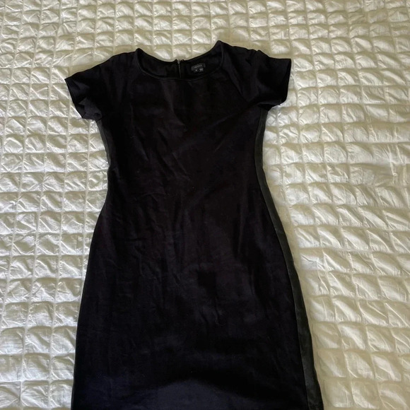 Theory black Mansa leather stripe knit shift dress - Picture 3 of 8